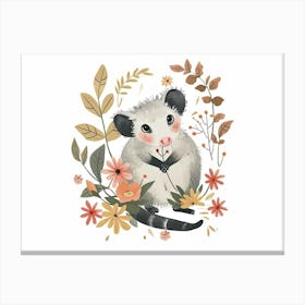 Little Floral Opossum 2 Canvas Print