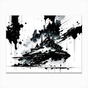 Black Splatter Painting Canvas Print