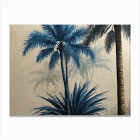 Blue Palm Trees Canvas Print
