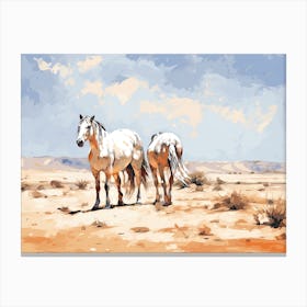 Horses Painting In Namib Desert, Namibia, Landscape 2 Canvas Print