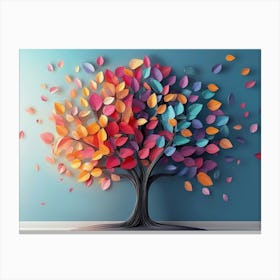 Colorful Tree with Multicolor Leaves 4 Canvas Print