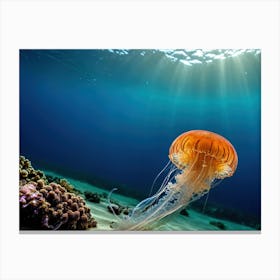 Jellyfish In The Ocean 1 Canvas Print