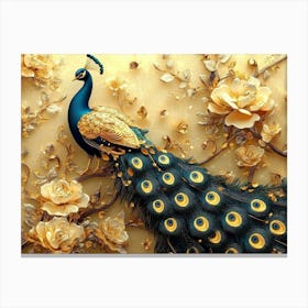 3d Peacock Illustration Canvas Print