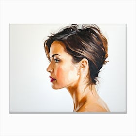 Side Profile Of Beautiful Woman Oil Painting 6 Canvas Print