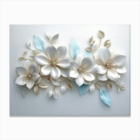 3d Artwork Illustration Flowers White Painting Canvas Print