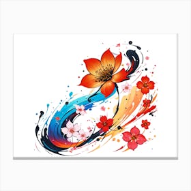 Abstract Paint Splash Flower Arrangement 24 Canvas Print