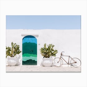 The door of Ostuni |Blue and green | Italy  Canvas Print