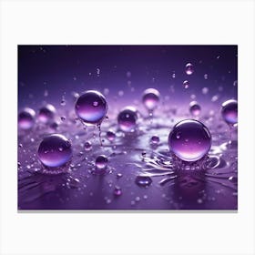 Macro View Of Translucent, Purple Liquid Spheres With Droplets, Creating A Mesmerizing Abstract Pattern Against A Matching Background Canvas Print