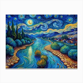 Van Gogh A Winding River Reflecting The Colors Of Canvas Print