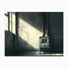 Old Stove In A Room Canvas Print