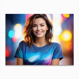 Portrait Of A Young Woman At Night Canvas Print