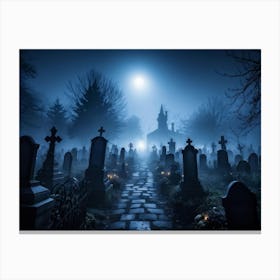 Graveyard At Night 5 Canvas Print