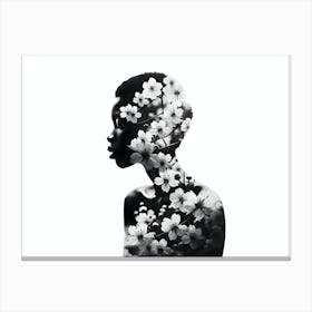 Floral Essence: African Woman's Silhouette  Art Print  Canvas Print
