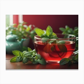 Red Tea with Mint Canvas Print