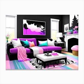Purple Living Room 1 Canvas Print
