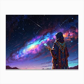 Woman Looking At The Stars Canvas Print