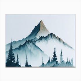 Mountain And Forest In Minimalist Watercolor Horizontal Composition 53 Canvas Print