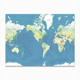 World Map Vintage Style Central America Canvas Print