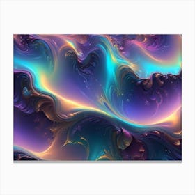 Abstract Image Of Swirling, Fluid Colors In Shades Of Purple, Turquoise, And Gold Canvas Print