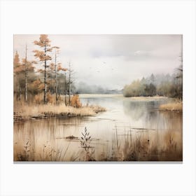 A Painting Of A Lake In Autumn 50 Canvas Print