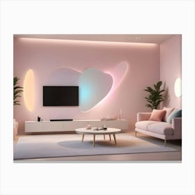 Modern Living Room Interior With A Pink Color Scheme Canvas Print