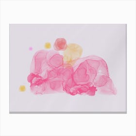 Abstract Ink Art in Pink and Yellow – Modern Fluid Design Canvas Print