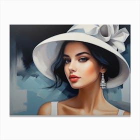 Woman In White Hat Canvas Print