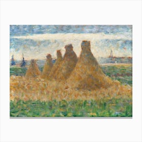 Haystacks, Georges Seurat Impressionist Canvas Print
