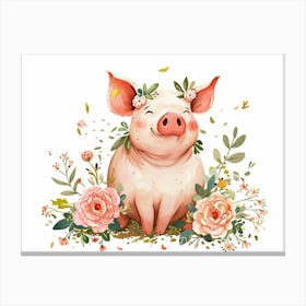 Little Floral Pig 1 Canvas Print