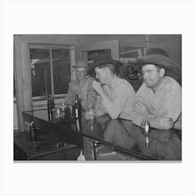 Cowboys In Beer Parlor, Alpine, Texas By Russell Lee Canvas Print
