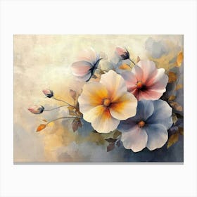 Flowers In a Watercolor Style Canvas Print