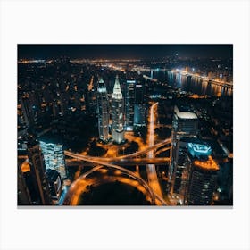 Cityscape At Night Canvas Print