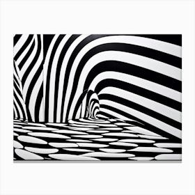 Zebra Swaying To The Rhythm Of A Mesmerizing Static Pattern Body Dipped In A Hypnotic Optical Illu Canvas Print