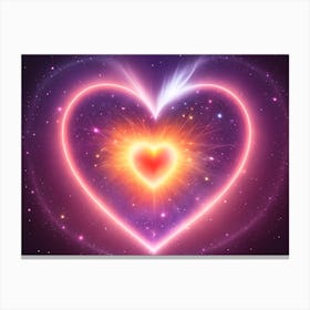 A Colorful Glowing Heart On A Dark Background Horizontal Composition 18 Canvas Print