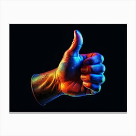 Colorful Thumbs Up Hand On Black Background Canvas Print