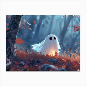 Chibi Cute Ghost Art Canvas Print