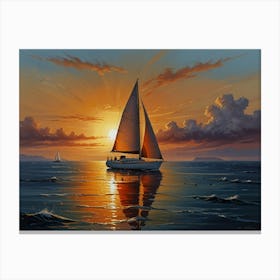 Sailboat At Sunset 1 Canvas Print