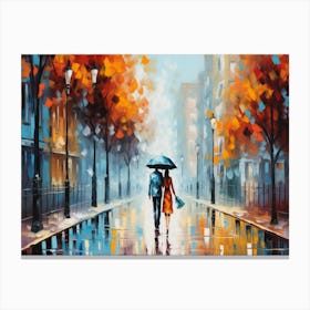 Couple Walking In The Rain 5 Canvas Print