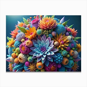 Colorful 3d Abstract Flower Cluster Canvas Print