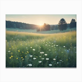 Meadow At Sunset Canvas Print