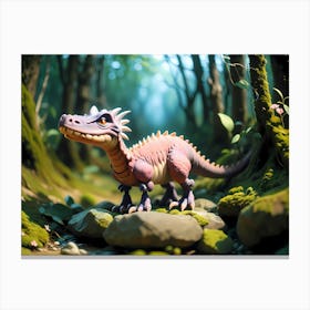 Small Dinosaur In The Forest Canvas Print