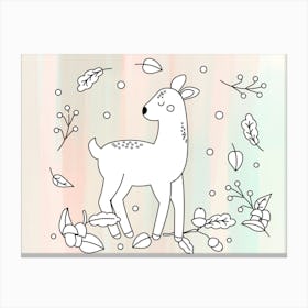 Deer Coloring Page Canvas Print