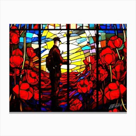 Remembrance Day Reminiscing - Soldier In Poppies Canvas Print