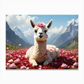 Llama With Flowers Canvas Print