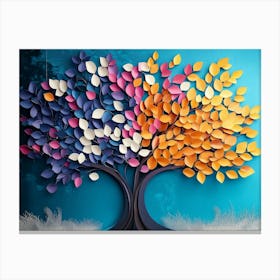 Colorful Tree with Leaves on Hanging Branches 1 Canvas Print