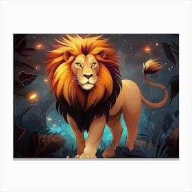 Lion In The Forest Canvas Print