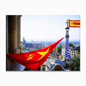 A Distinctively Spanish Arm Wrapped In The Vibrant Colors Of The National Ensign Of Red And Yellow 2 1 Canvas Print