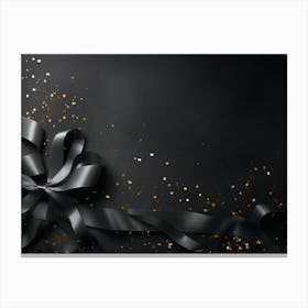 Black Ribbon With Gold Confetti Canvas Print