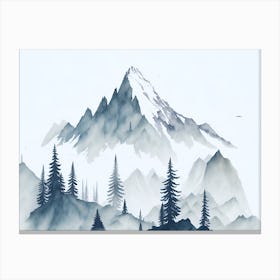 Mountain And Forest In Minimalist Watercolor Horizontal Composition 198 Canvas Print