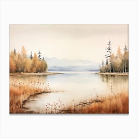 A Painting Of A Lake In Autumn 75 Canvas Print